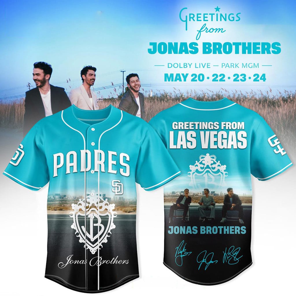 San Diego Padres X Jonas Brothers Greetings From Las Vegas 2026 Jersey Padres Merch Gifts
