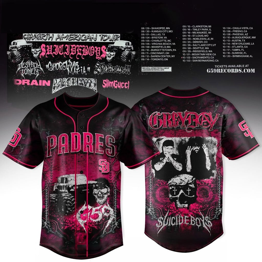 San Diego Padres X Suicideboys Grey Day 2026 Jersey Padres Merch Gifts Ideas For Husband
