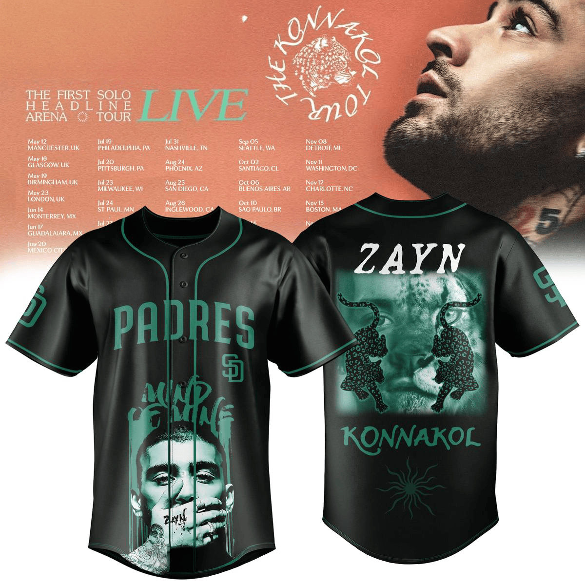 San Diego Padres x Zayn The Konnakol Tour 2026 Jersey Padres Merch Gifts For Baseball Fans
