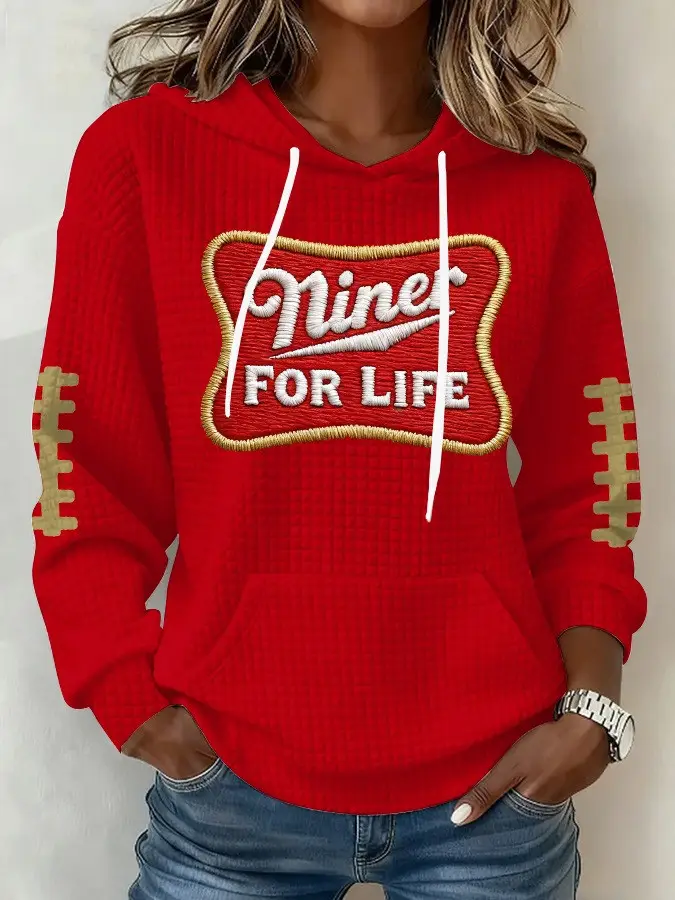 San Francisco 49ers Hoodie Niner For Life Hooded Sweatshirt SF 49ers Merch Football Gifts