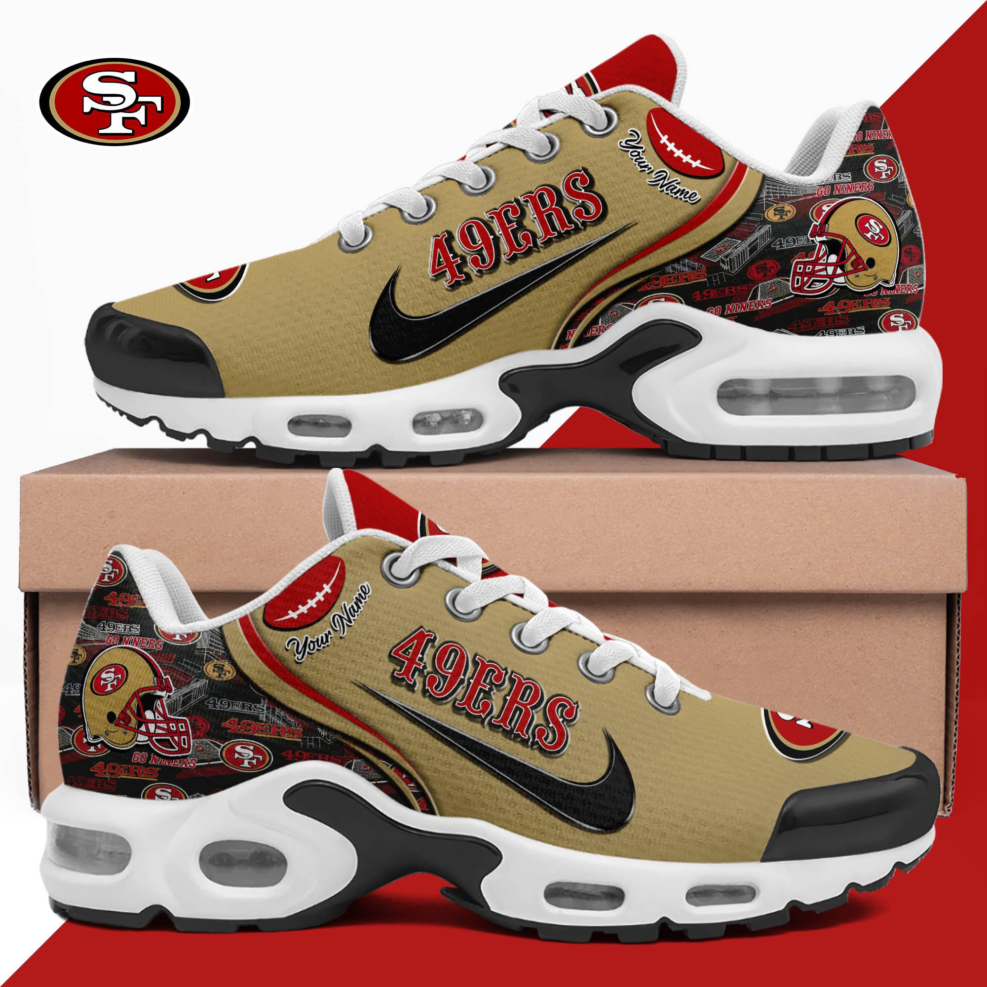 San Francisco 49ers Shoes 2026 Version Custom Your Name Air Max Shoes & Air Cushion Sneakers