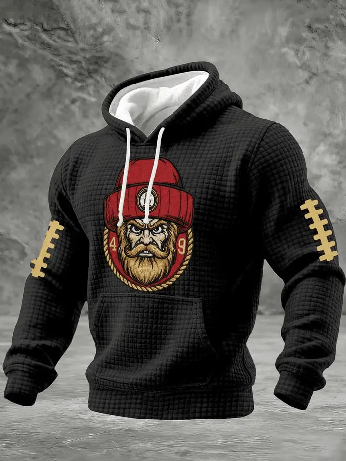 San Francisco Football Waffle Hoodie Print Niner Faithfull Merch Game Day Clothing