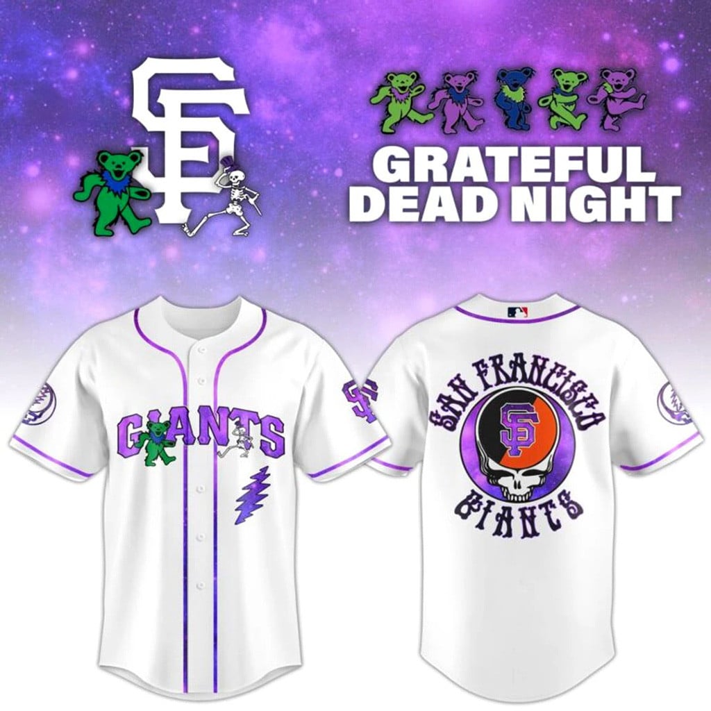 San Francisco Giants x Grateful Dead Night Jersey Giants Merch Gifts For Baseball Lovers