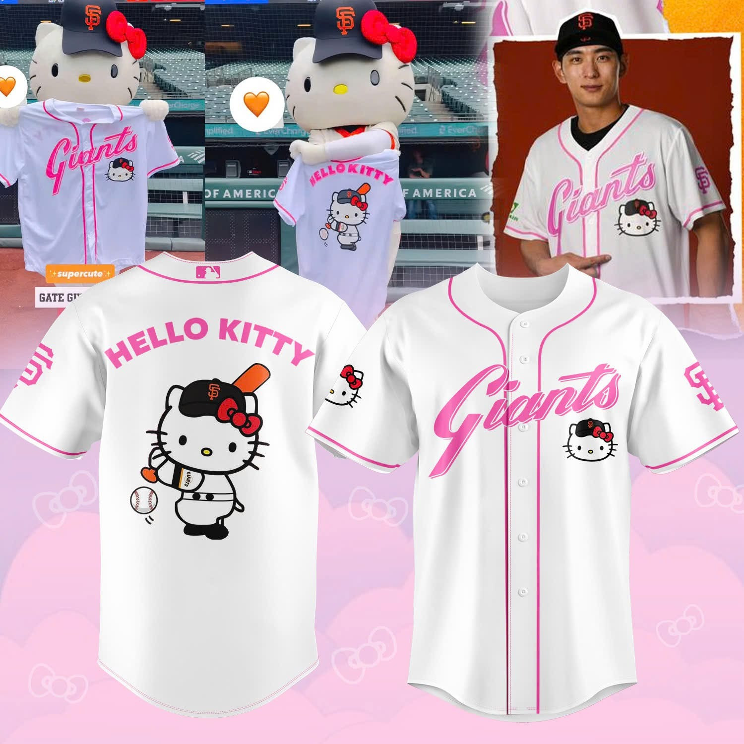 San Francisco Giants x HELLO KITTY Jersey Pink Cute Baseball Gift For SF Giants Fans San Francisco Giants x HELLO KITTY Jersey Pink Cute Baseball Gift For SF Giants Fans - Image 1