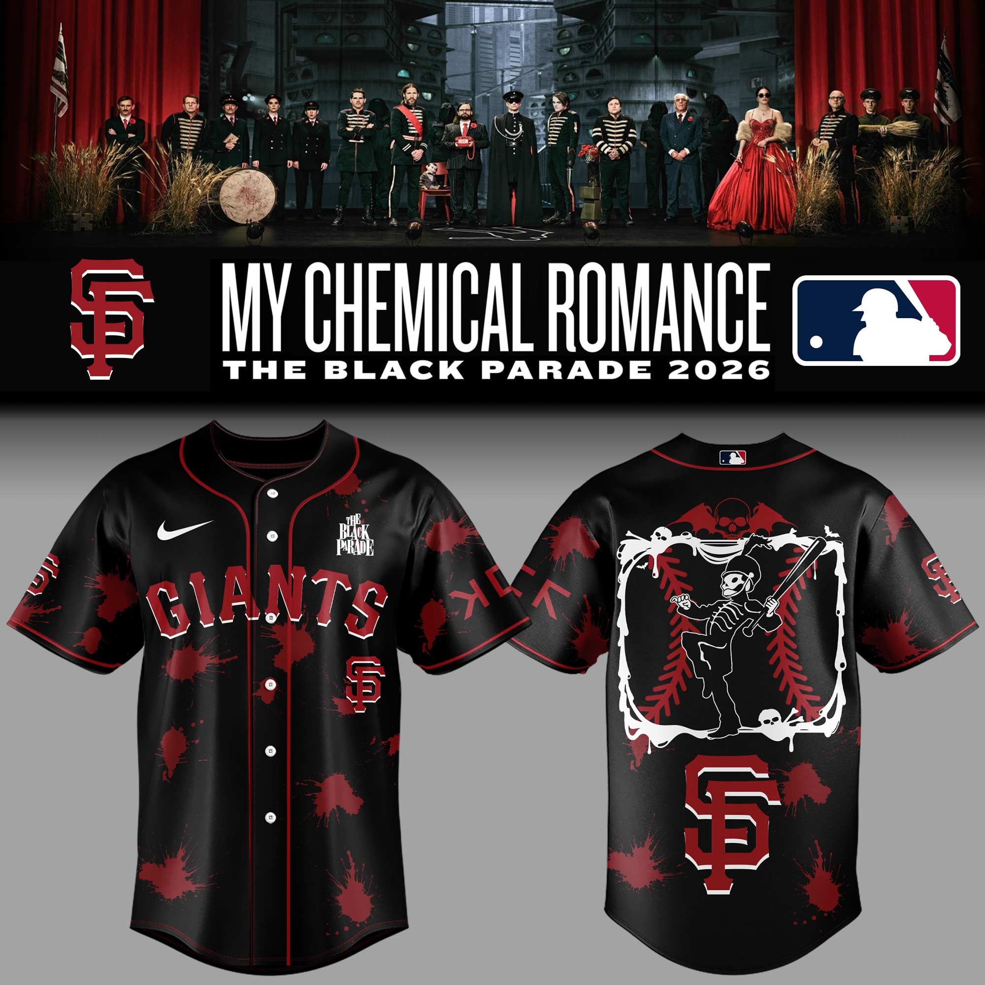 San Francisco Giants X My Chemical Romance Black Parade 2026 Jersey Giants Merch Fan Gifts