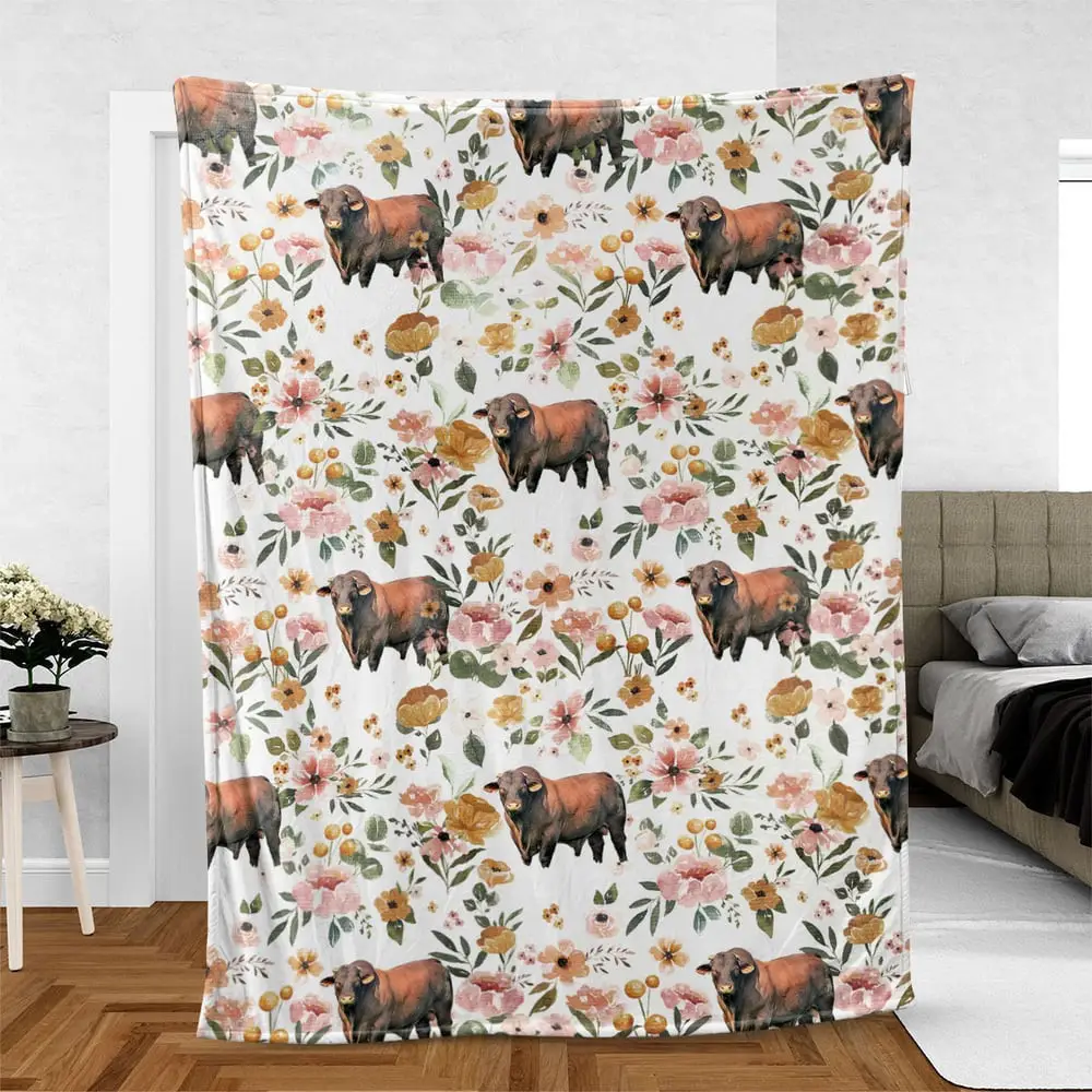 Santa Gertrudis Floral Pattern Blanket Farm Blanket Unique Gifts For Farmers