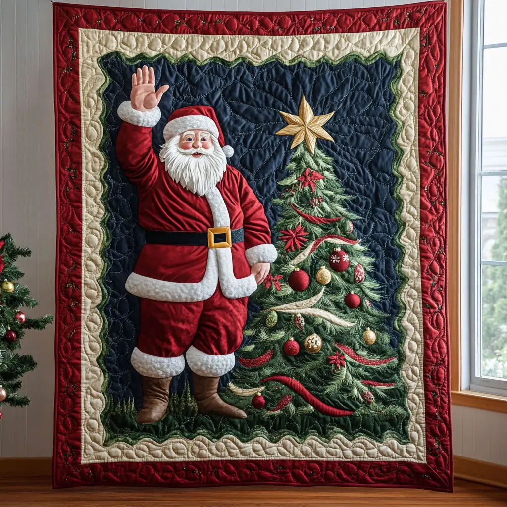 Santa Glow Quilt Premium Quilt Blanket Gift for Family Gatherings