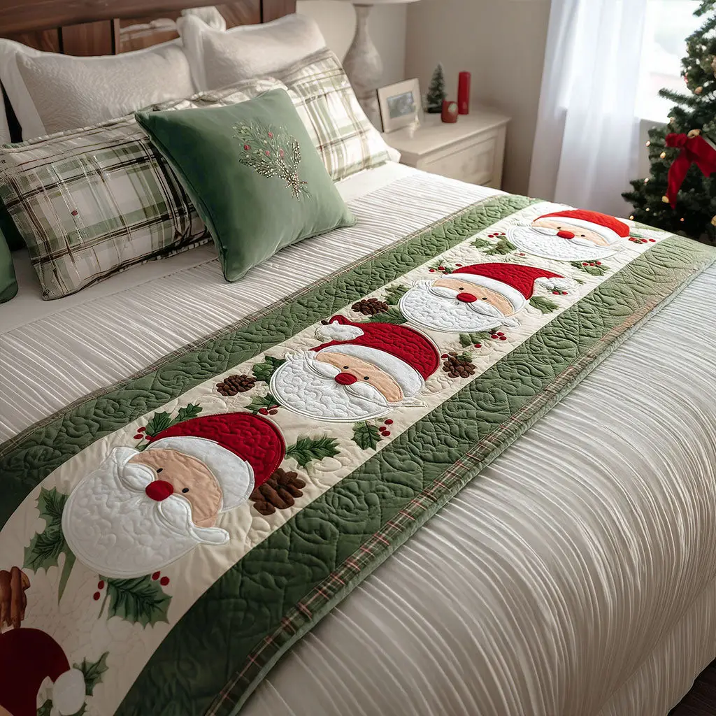 Santa Joy Quilted Bed Runner Santa Joy Holiday Christian Gift