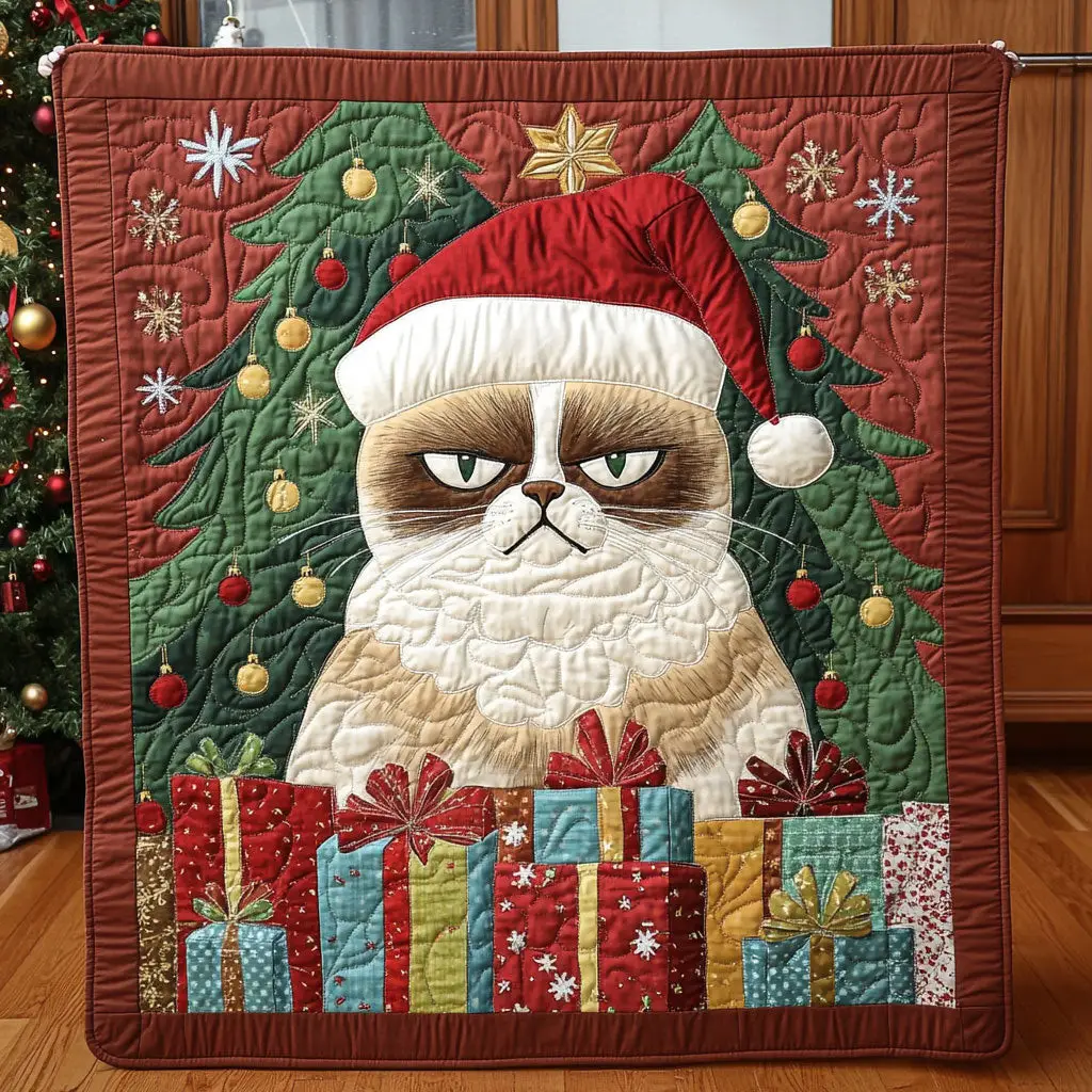 Santa Scowl Quilt Lightweight Quilt Blanket for Year-Round Comfort