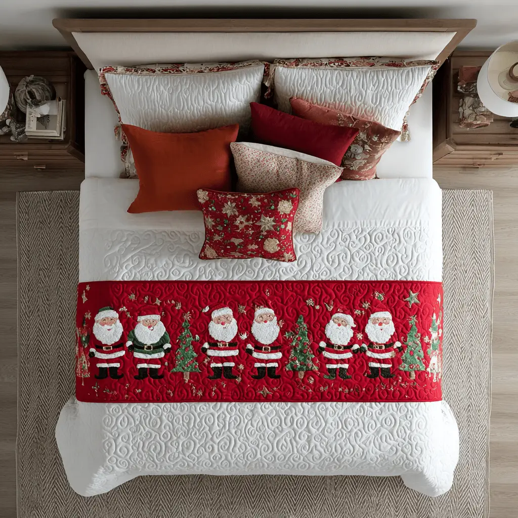 Santa Spirit Quilted Bed Runner Santa Spirit Holiday Gift