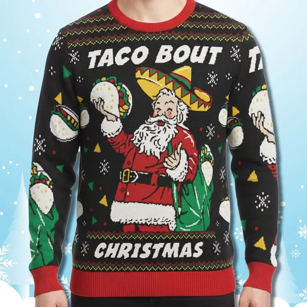 Santa Taco Bout Christmas Ugly Sweater Funny Xmas Clothing Gifts For Father - WearandDecor