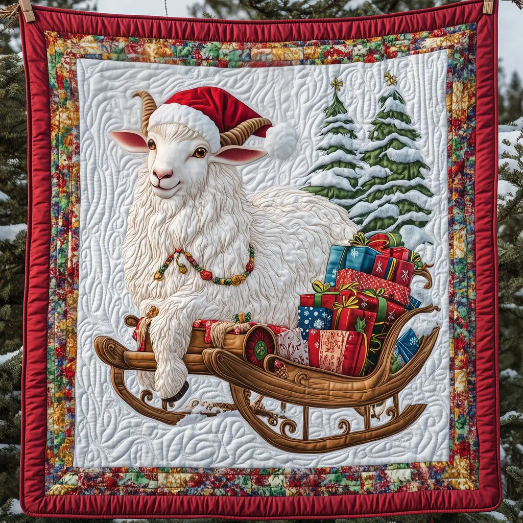 Santas Sleigh Goat Quilt Lightweight Quilt Blanket for Year-Round Comfort