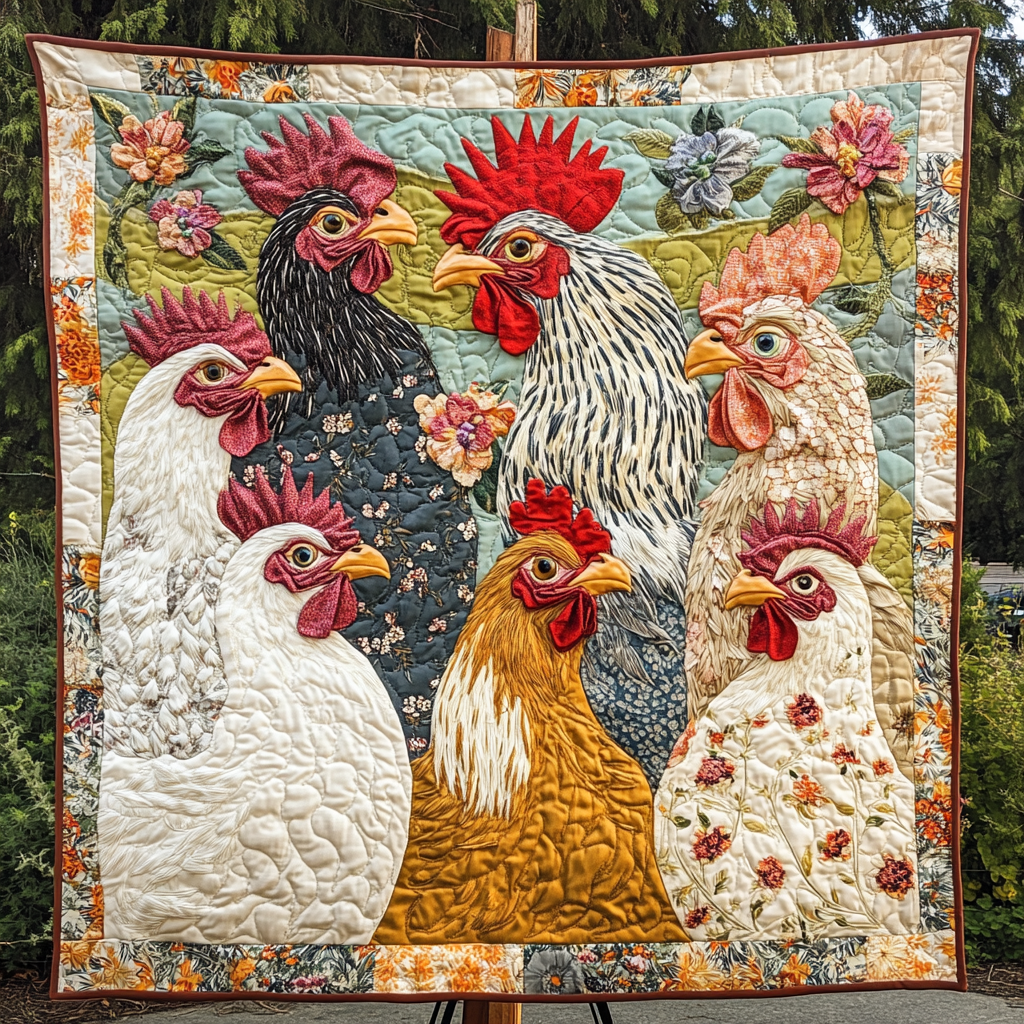 Sassy Chickens Quilted Blanket Christmas Holiday Patriotic Gifts For Men