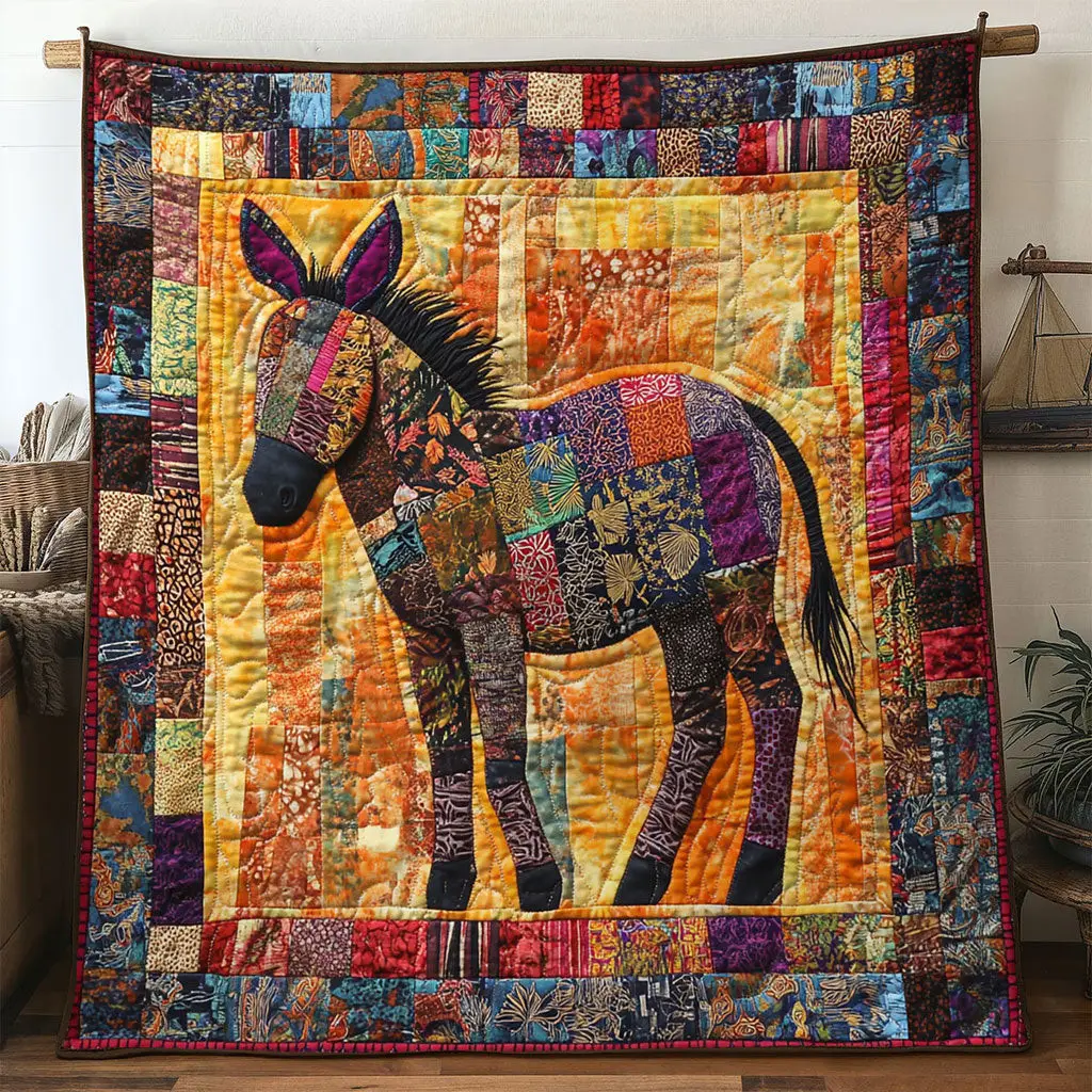 Savannah Donkey Quilt Luxury Quilt Blanket Gift for Elegant Interiors