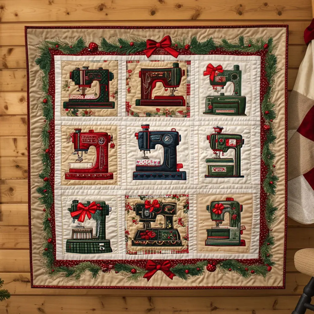 Scarlet Bloom Sewing Machine Quilt Thoughtful Quilt Blanket Gift for Loved Ones