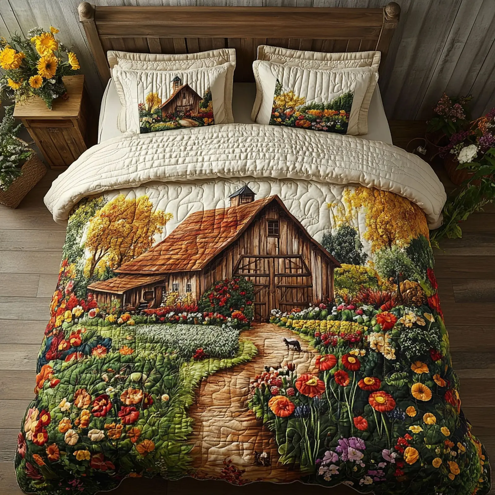 Scenic Homestead Quilted Bedding Set Cute Farmhouse Bedroom Ideas Good Family Gifts Scenic Homestead Quilted Bedding Set Cute Farmhouse Bedroom Ideas Good Family Gifts - Image 1