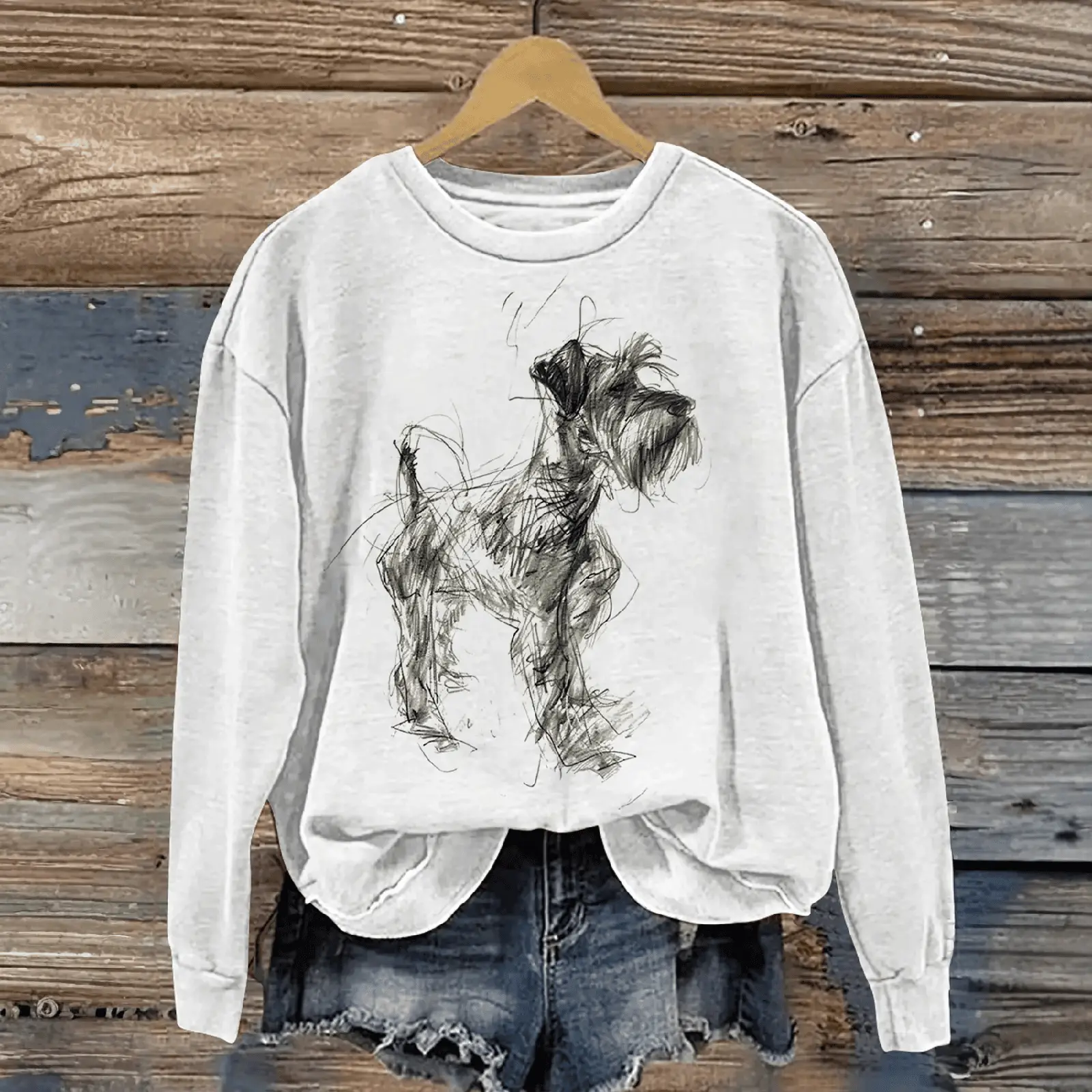 Schnauzer Abstract Sweatshirt Dog Sketch Illustration Sweatshirt Gifts For Schnauzer Lovers