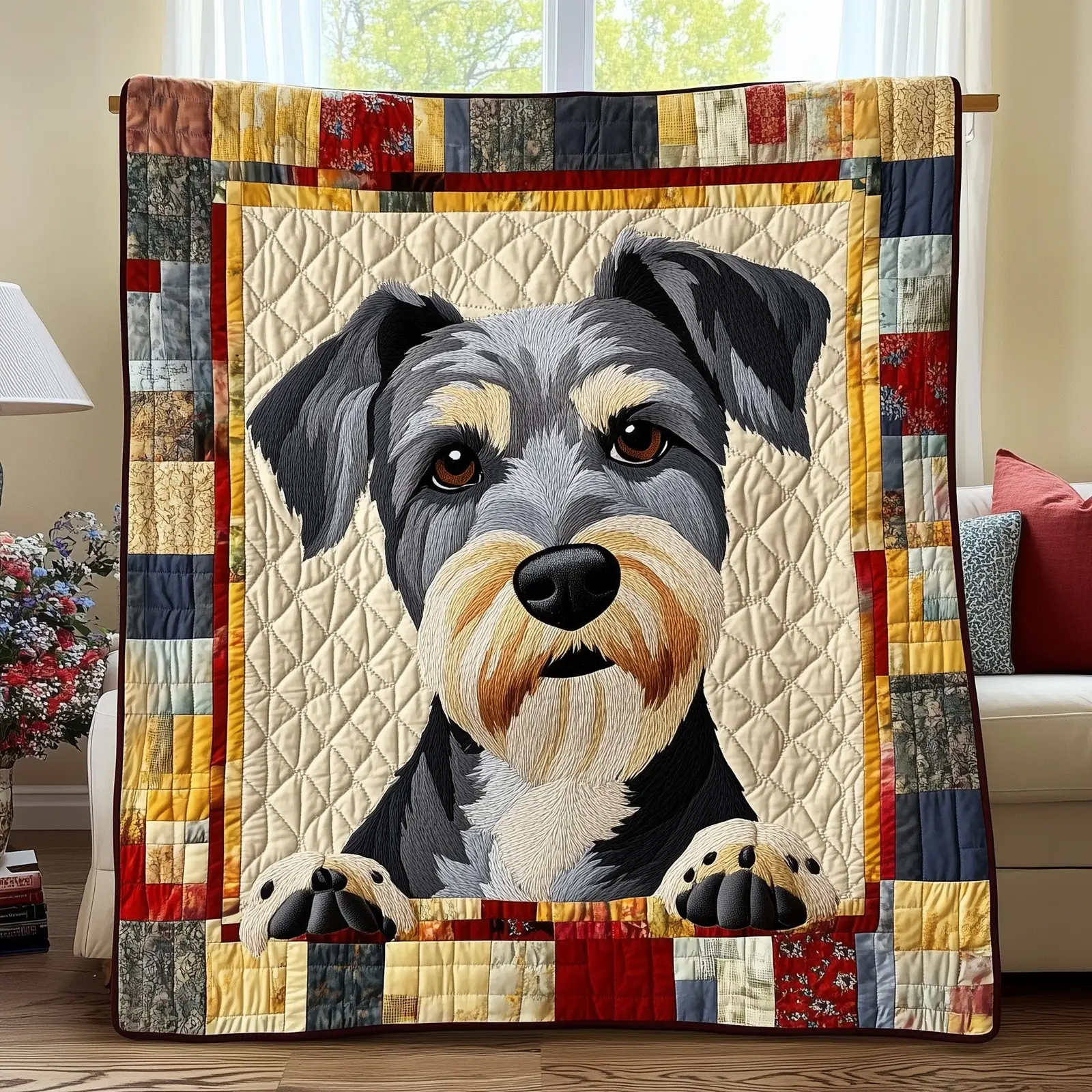 Schnauzer Quilted Blanket Cozy Dog Breed Item Schnauzer Items Gifts