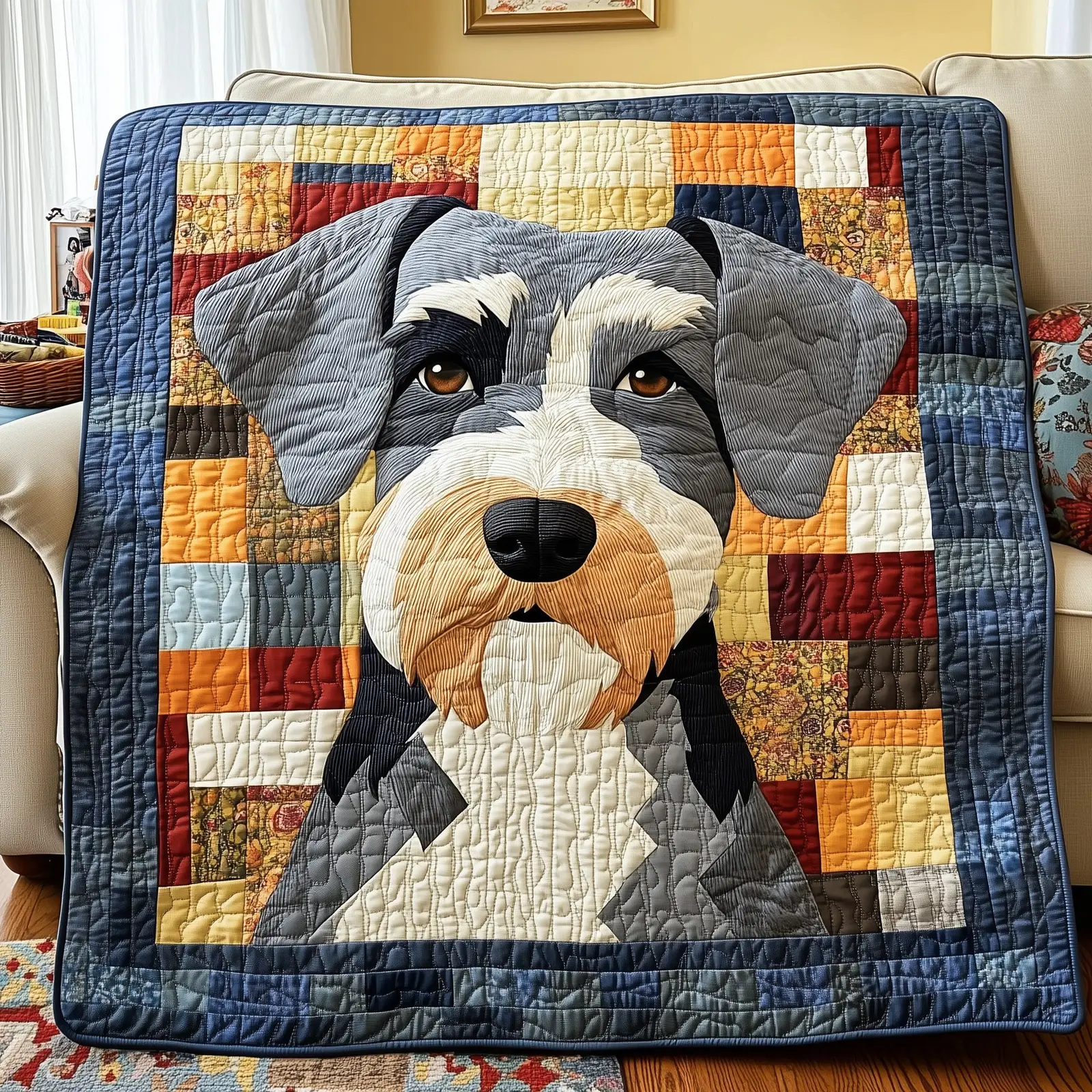 Schnauzer Quilted Blanket Loyal Companion Dog Throw Schnauzer Items Gifts
