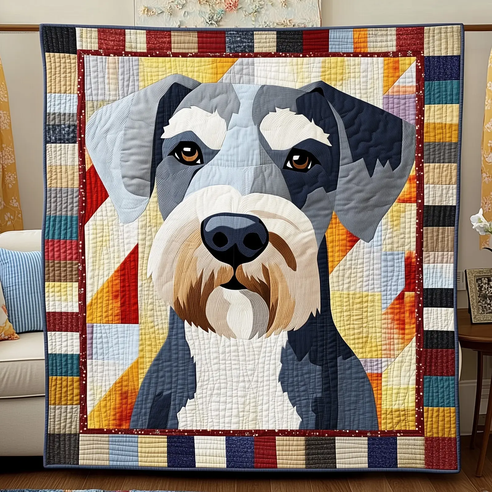 Schnauzer Quilted Blanket Pet Lover'S Favorite Quilt Schnauzer Items Gifts