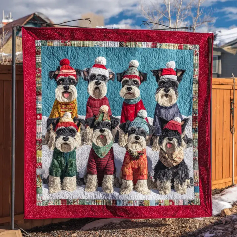Schnauzers In Winter Quilt Thoughtful Quilt Blanket Gift for Loved Ones