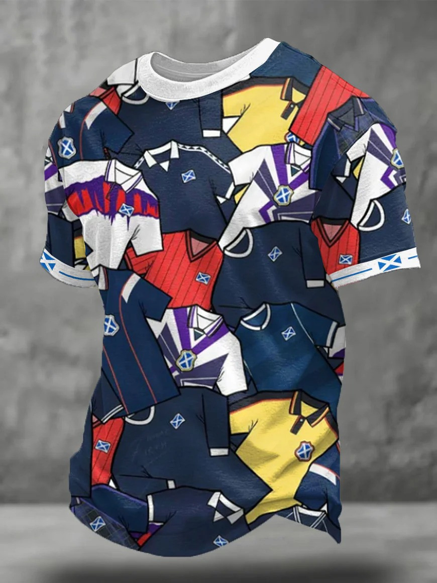 Scotland Football T-Shirt Retro Kit Jersey Collage Fan Gear World Cup 2026 Gift For Soccer Supporters Scotland Football T-Shirt Retro Kit Jersey Collage Fan Gear World Cup 2026 Gift For Soccer Supporters - Image 1