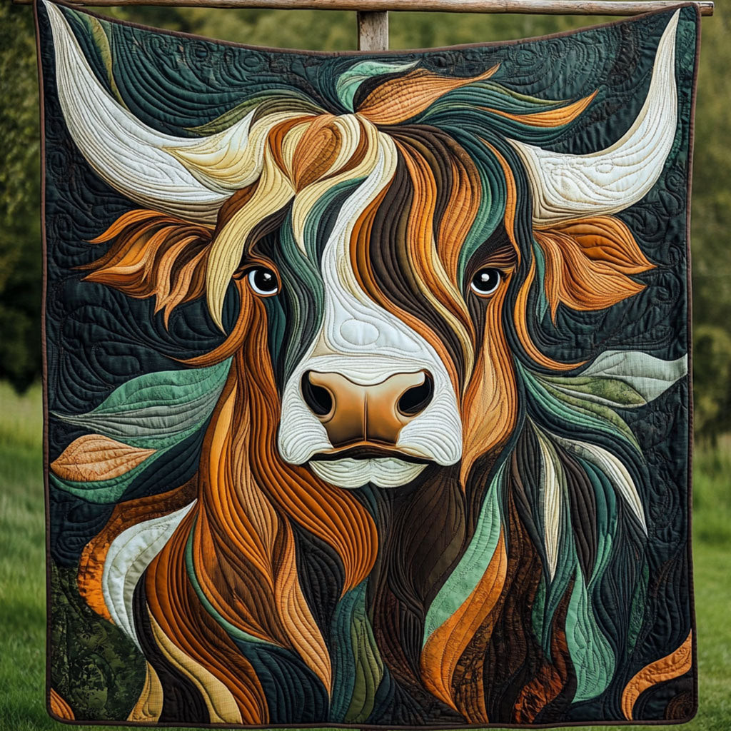Scottish Highland Beauty Quilted Blanket Sofa Couch Throw Blanket Highland Cow Merchandise