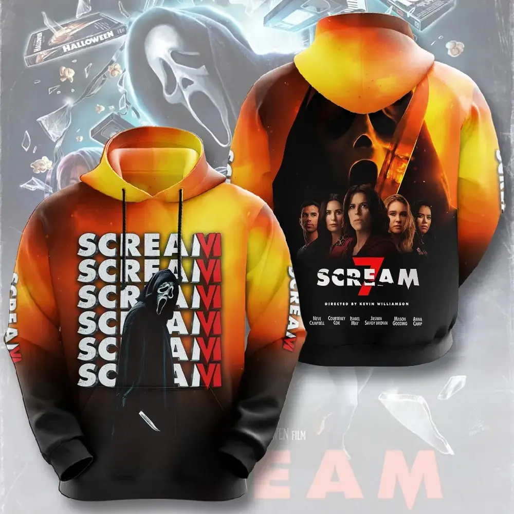 Scream 7 Kill Tour Hoodie 3D Scream 30th Anniversary Merch Ghost Face Fans Gift