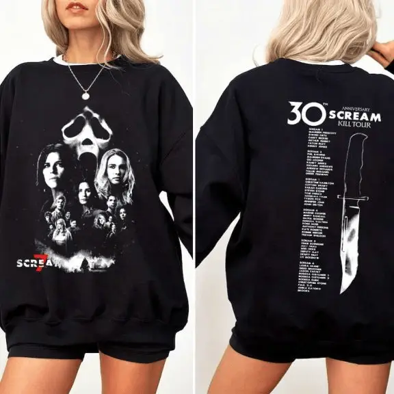 Scream 7 Kill Tour Merch 30Th Anniversary Scream Seven Kill Tour Sweatshirt Ghostface Horror