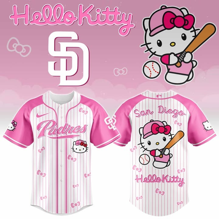 SD Padres Hello KT Night Jersey MLB X Kitty Baseball Merch Gift For Sports Lover