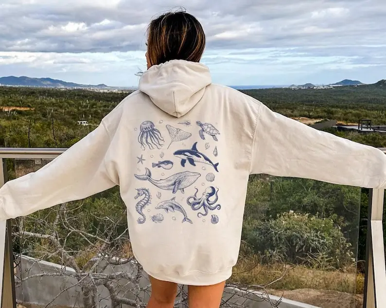 Sea Animal Hoodie Underwater Sea Life Hoodie Gift Ideas For Ocean Lovers For Her Sea Animal Hoodie Underwater Sea Life Hoodie Gift Ideas For Ocean Lovers For Her - Image 1