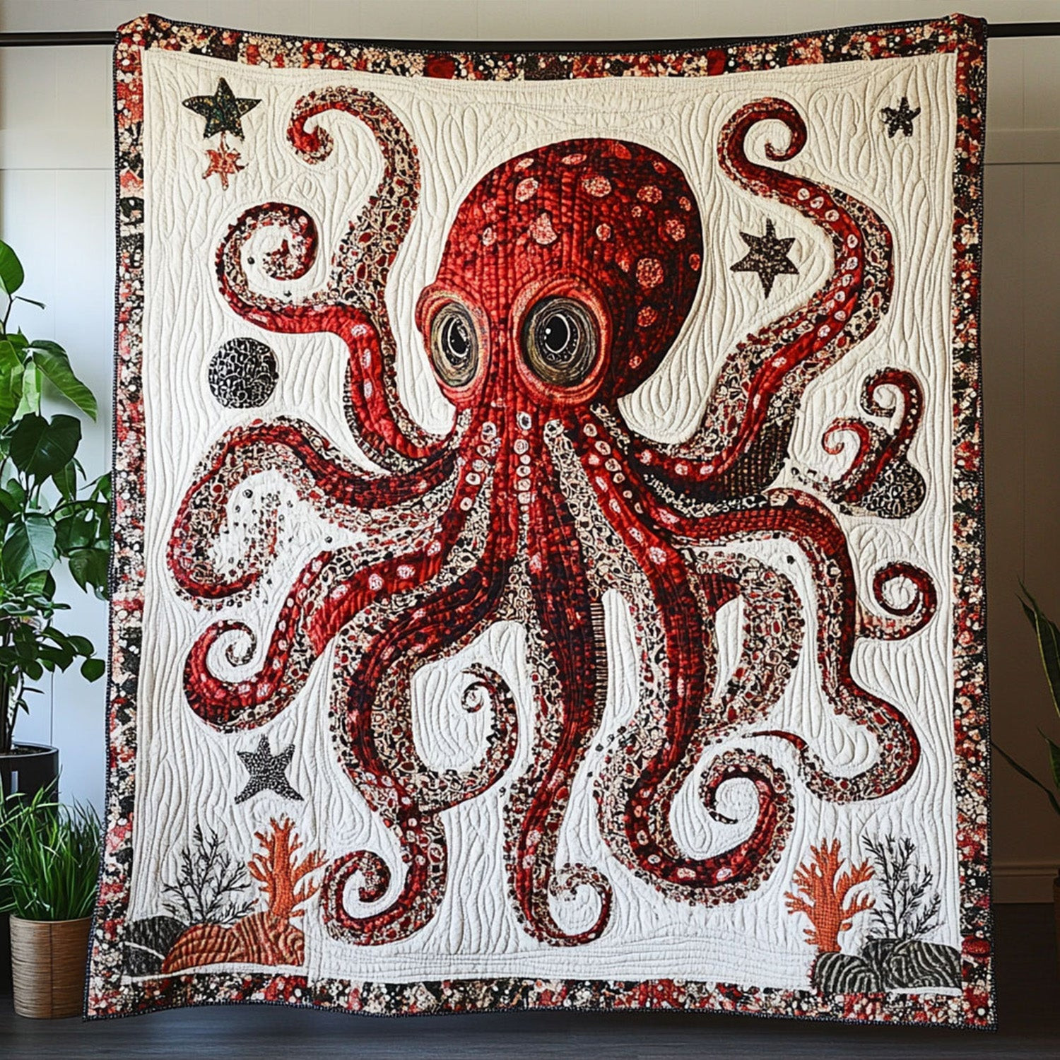 Sea Dance Quilted Blanket Cool Throw Blanket Octopus Lover Gifts