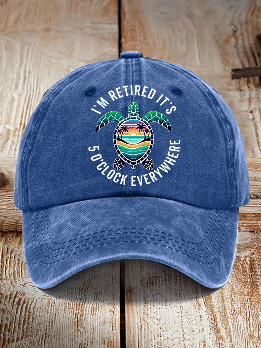 Sea Turtle Jimmy Buffet Hat I'm Retired It's 5 O'Clock Everywhere Ball Cap Unique Gift Ideas
