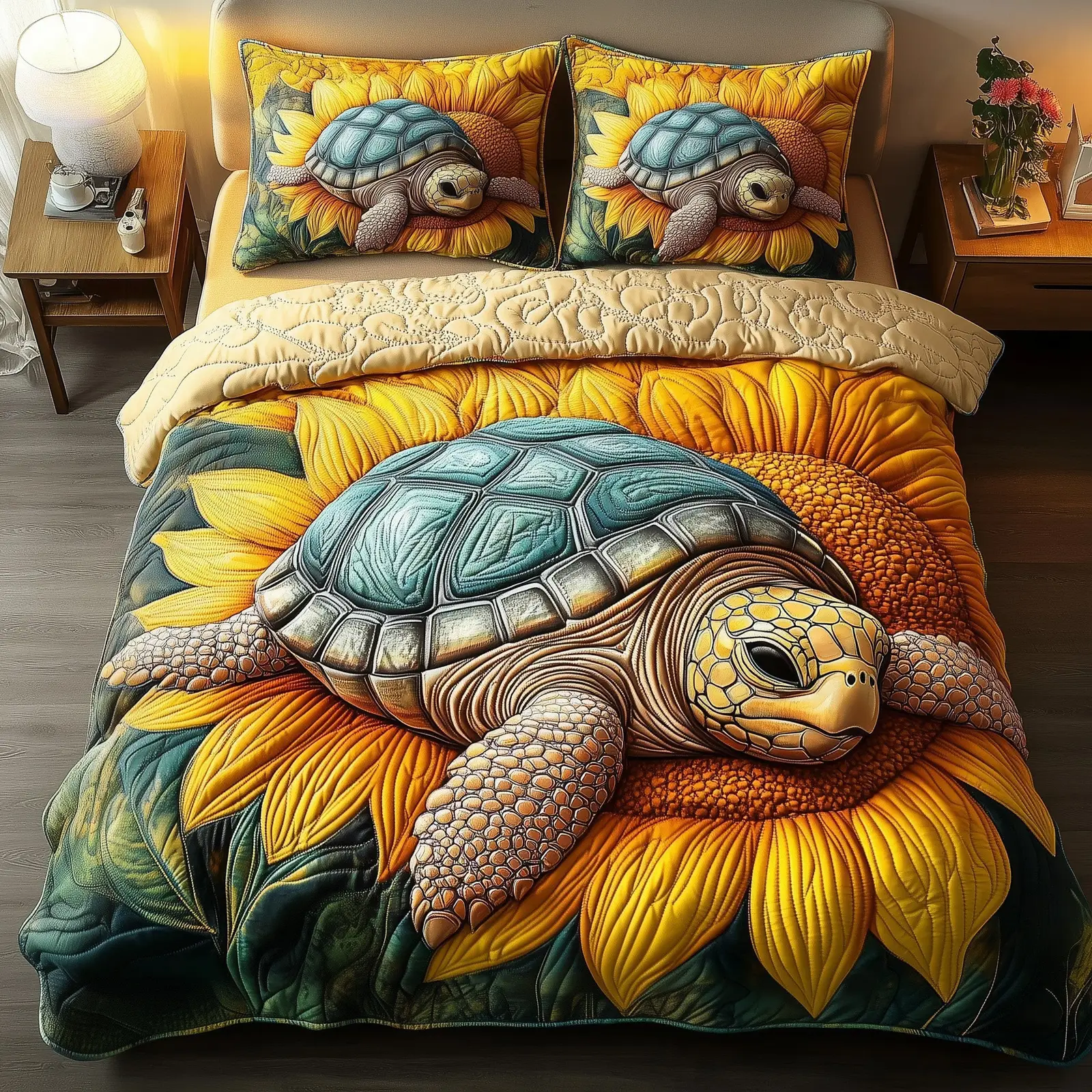 Sea Turtle Quilted Bedding Set Duvet Cover Bedspread Ocean Theme Presents For Friends