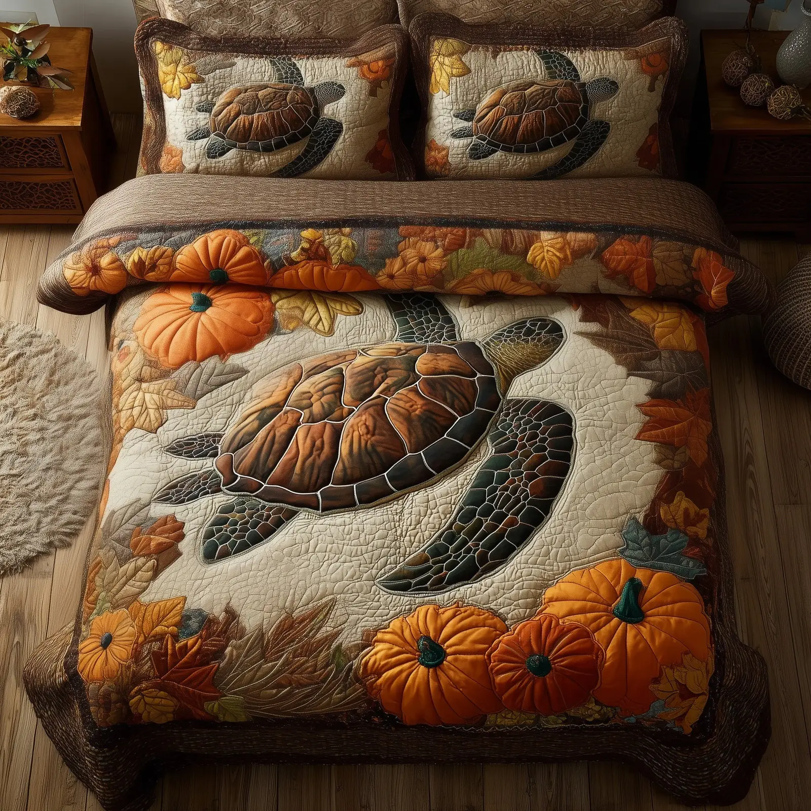 Sea Turtle Quilted Bedding Set Modern Design Sea Turtle Quilted Bedding Set Modern Design - Image 1