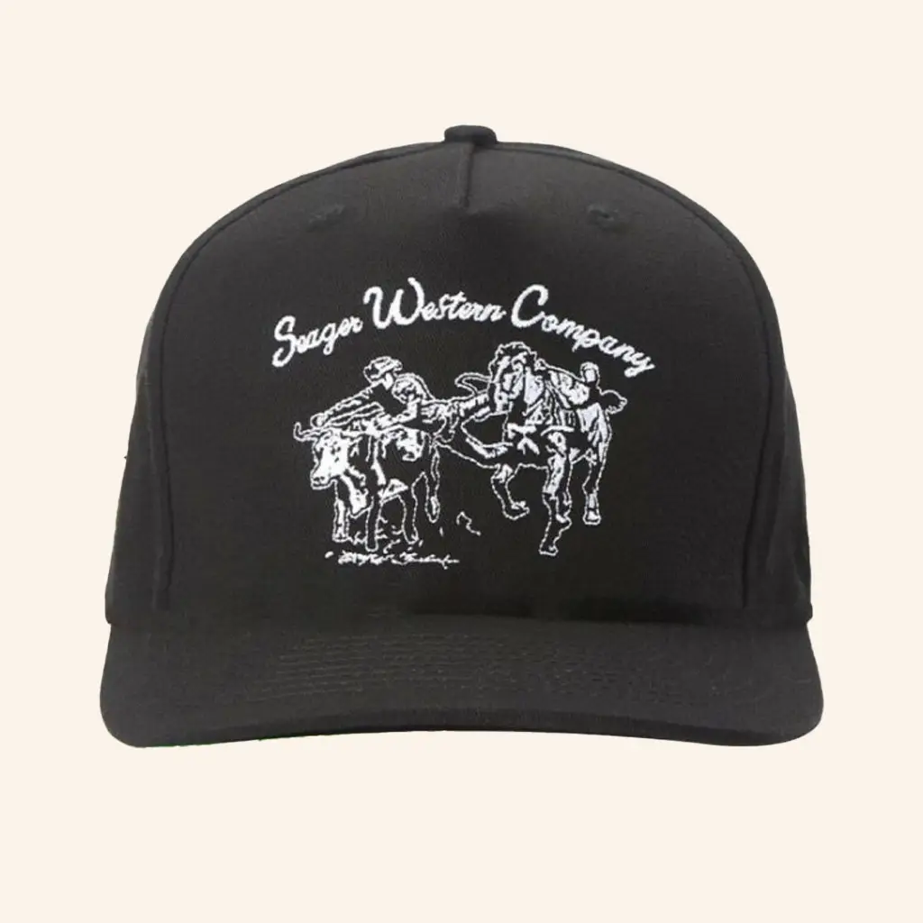 Seager CO Merch Los Rios Black Embroidered Hat Seager Western Company Hat Gifts For Dad -WearandDecor