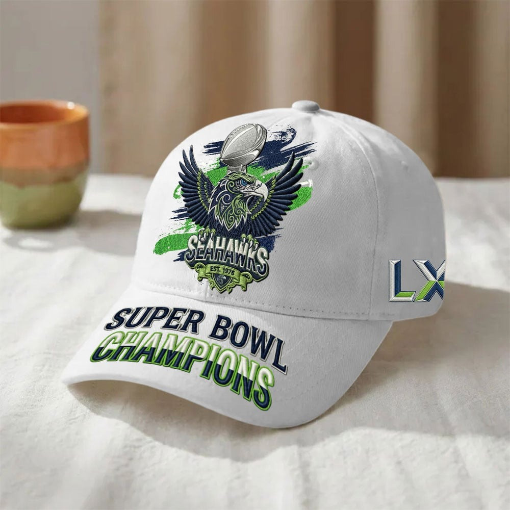 Seahawks Champions 2026 Merch Hat Print Seahawks Super Bowl Apparel Gift Ideas