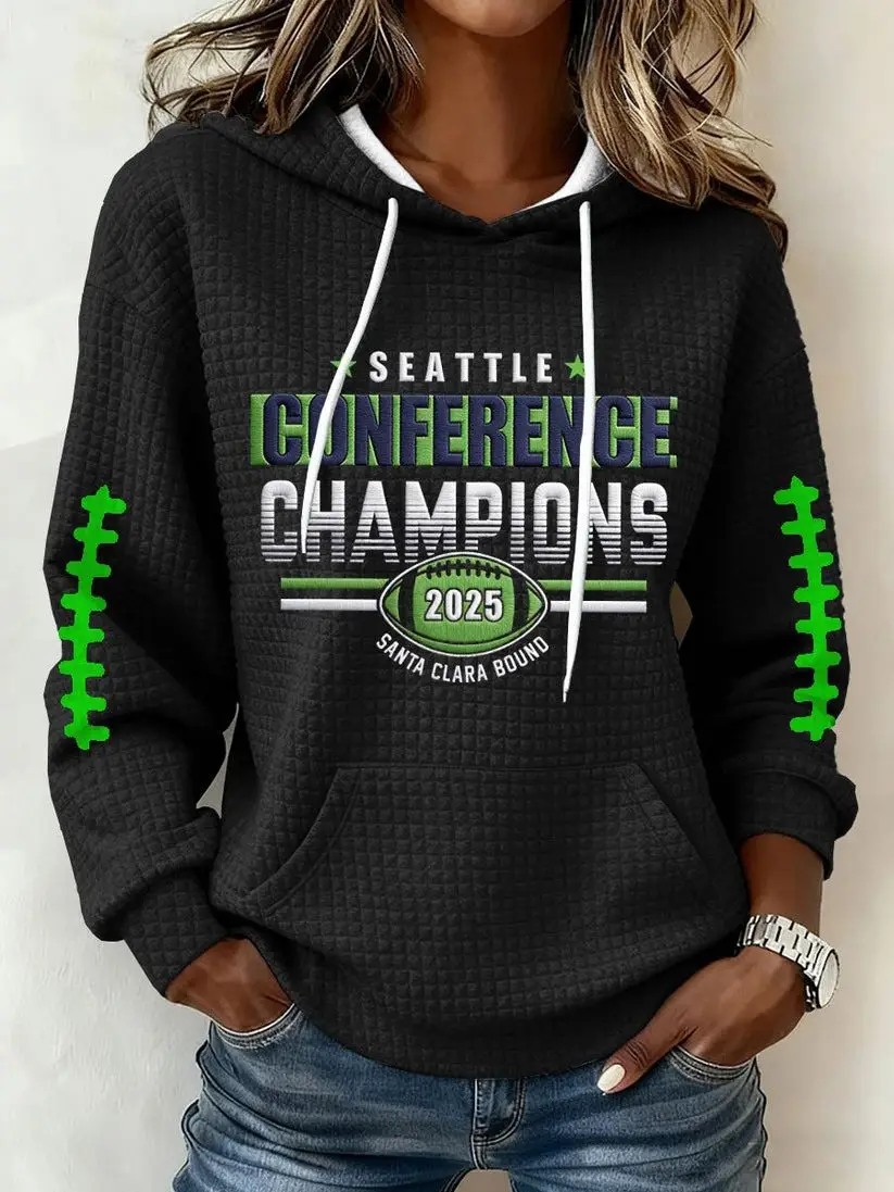 Seahawks Championship Hoodie Waffle Hawks Pride Merch Gift for Wife Seahawks Championship Hoodie Waffle Hawks Pride Merch Gift for Wife - Image 1