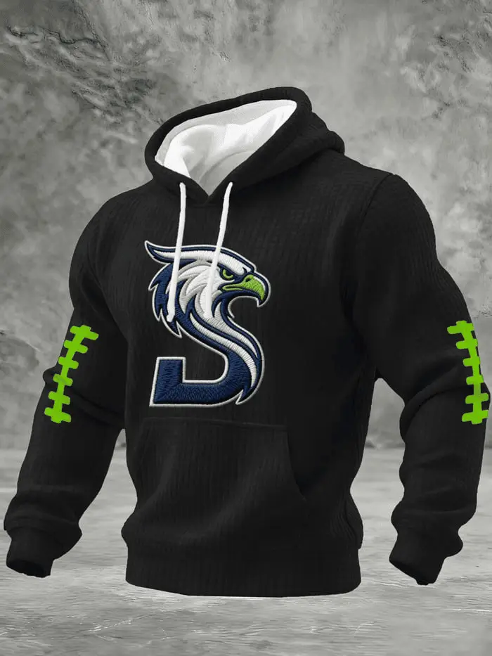 Seahawks Football Merch Seattle Football Hoodie Waffle Hawks Pride Men's Game Day Outfit