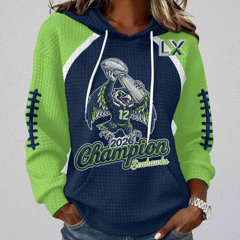 Seahawks Super Bowl Champions 2026 Hoodie Waffle Seattle Seahawks Pride Gift for Wife