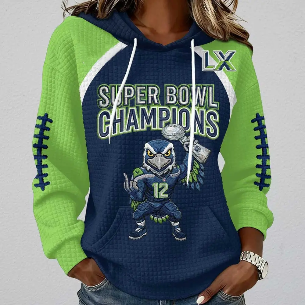 Seahawks Super Bowl Champions 2026 Hoodie Womens Seattle Football Merch Hawks Pride Gift