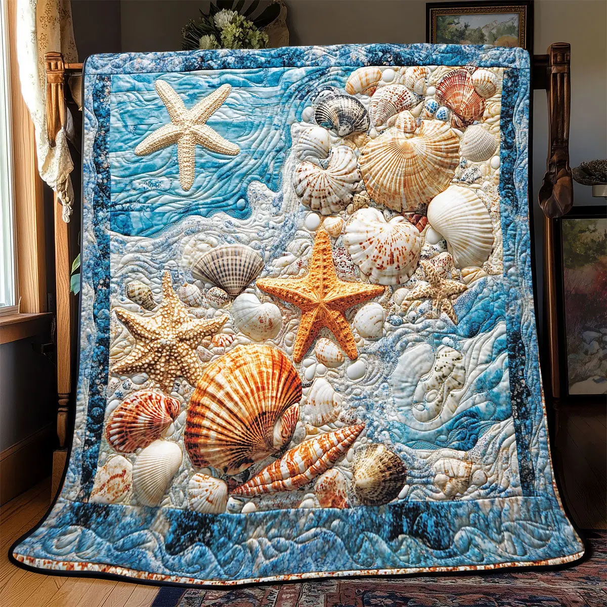 Seashell Quilt Blankets Couch Blanket Gifts For Father's Day From Daughter