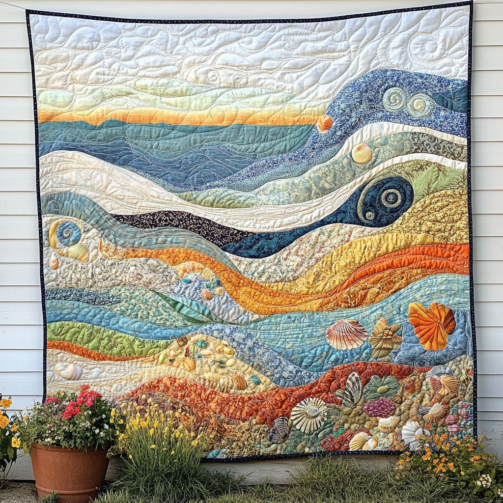 Seaside Medley Quilted Blanket Cute Throw Blanket Cat Love Gifts Items