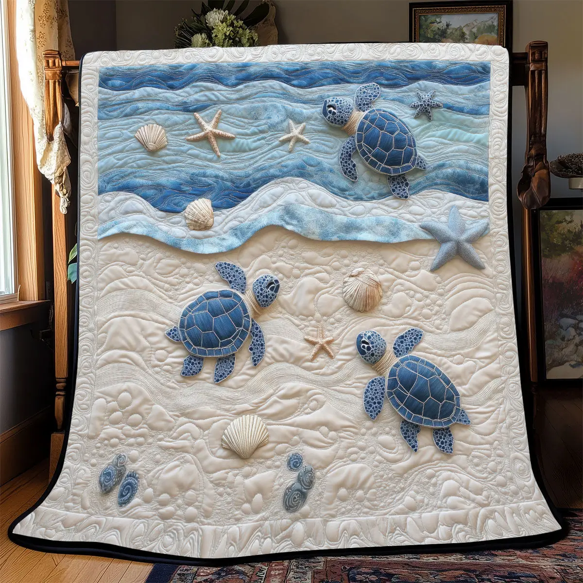 Seaside Turtle Quilt Blankets Couch Blanket Gifts For Father's Day From Daughter