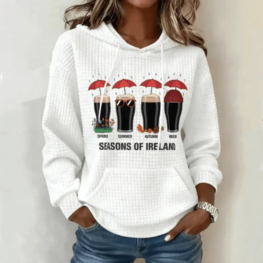 Seasons Of Ireland Dark Beer Lover Hoodie St Patrick's Day Hooded Sweatshirt