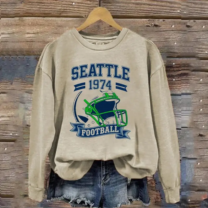 Seattle Football 1974 Sweatshirt Women's Game Day Clothing Seattle Seahawks Merch Fan Gifts