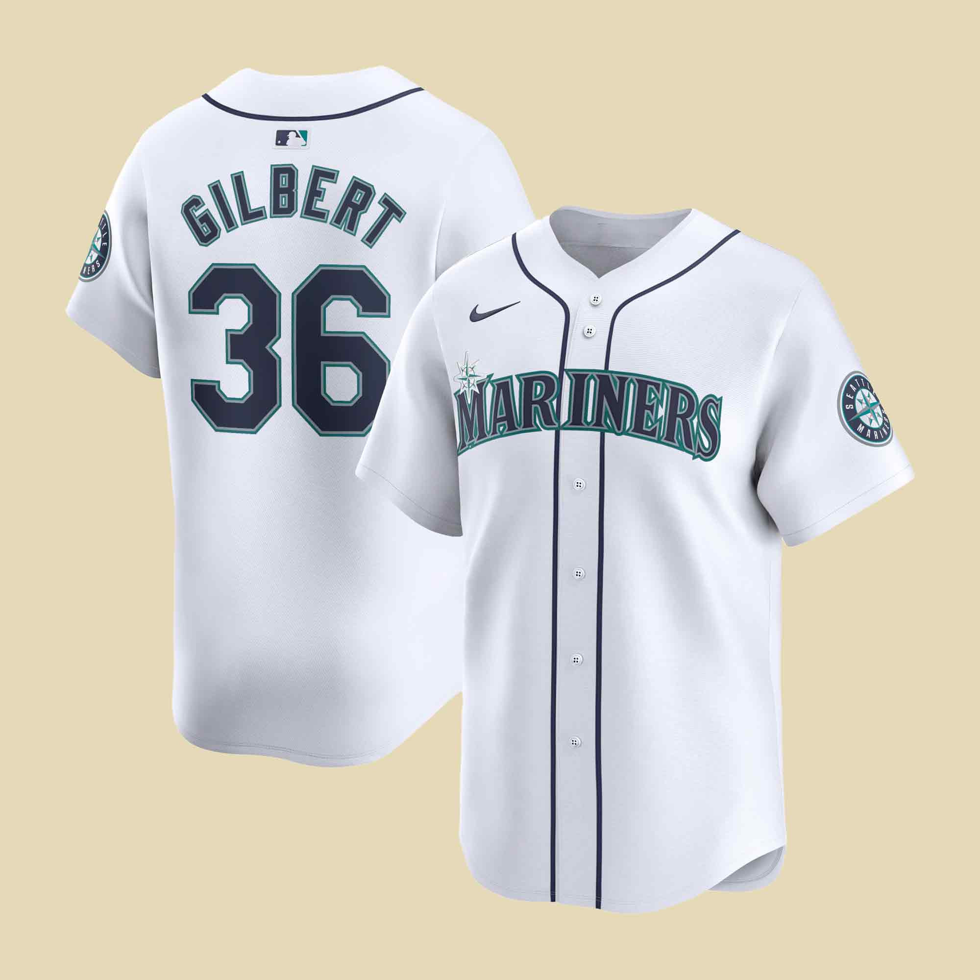 Seattle Mariners Logan Gilbert Home Jersey Mariners Pitcher Catches Ball in Shirt