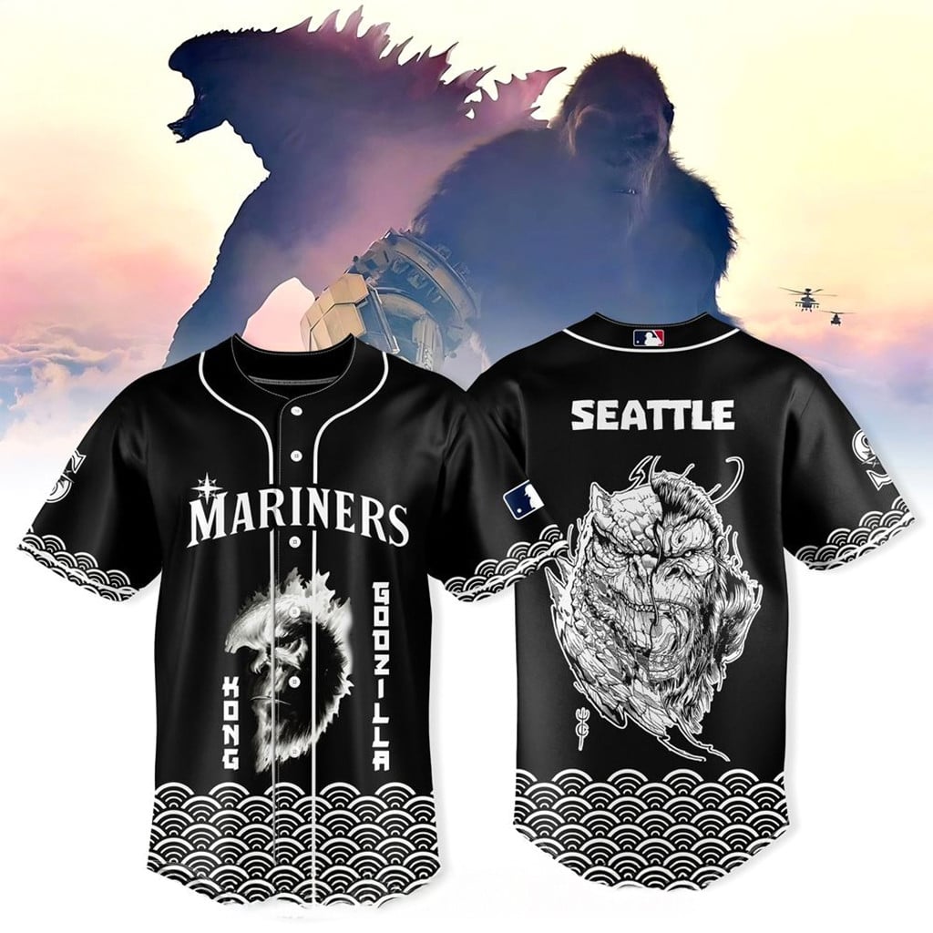 Seattle Mariners X Godzilla And Kong Jersey 2026 Seattle Mariners Merch Cool Baseball Gifts