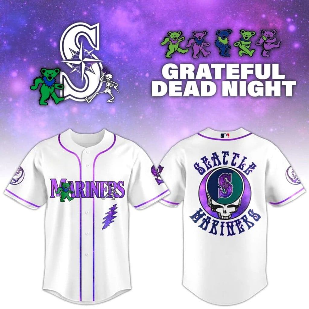 Seattle Mariners x Grateful Dead Night Jersey Mariners Merch Gifts For Friends