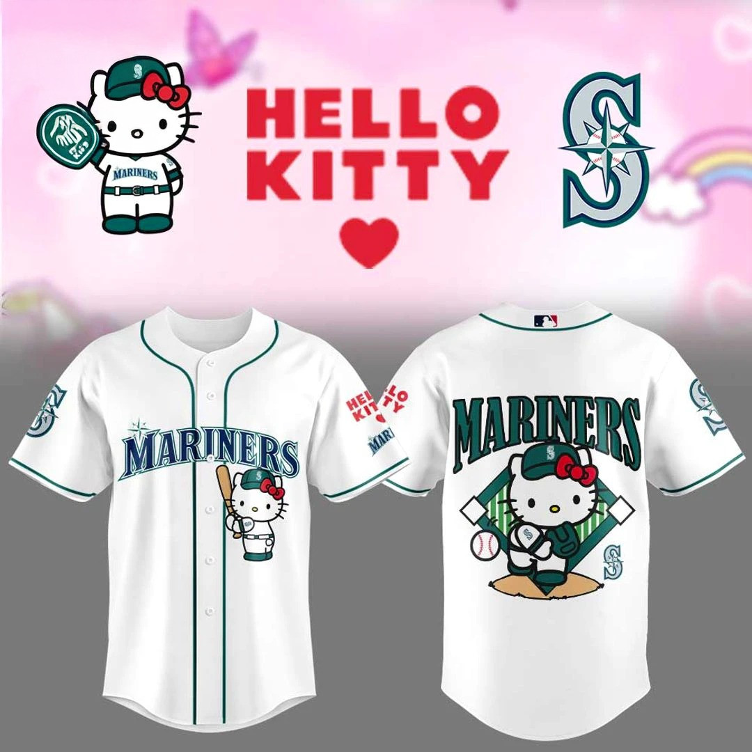 Seattle Mariners x Hello Kitty 2026 Baseball Jersey Hello Kitty Clothes Gift For Daughter